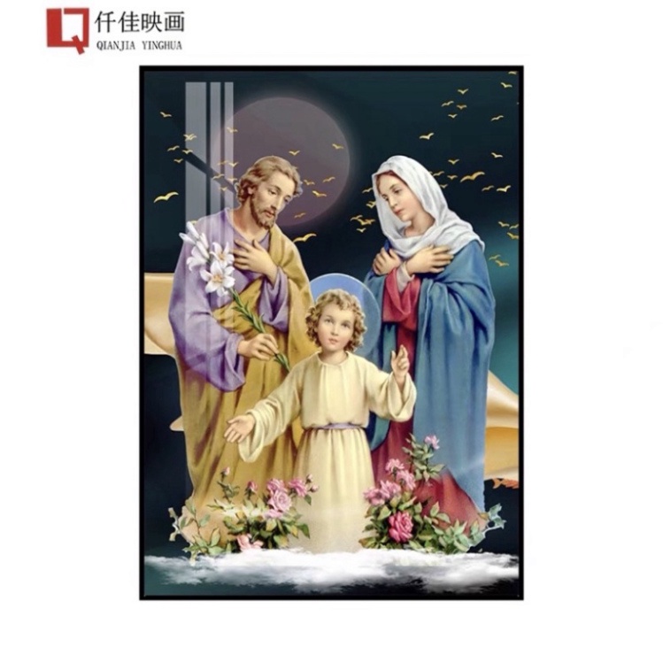 Tranh Công Giáo Tráng Gương Treo Tường Chúa Giêsu và Đức Mẹ/ Gia đình Thánh Gia Phòng Khách Quà Tân Gia Sang Phòng Ngủ D
