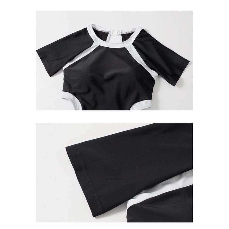 Đồ bơi nữ kín đáo tay ngắn dạng váy, Bikini đi biển 2 mảnh áo tắm có tay váy xòe, đồ bơi học sinh Hàn Quốc cao cấp