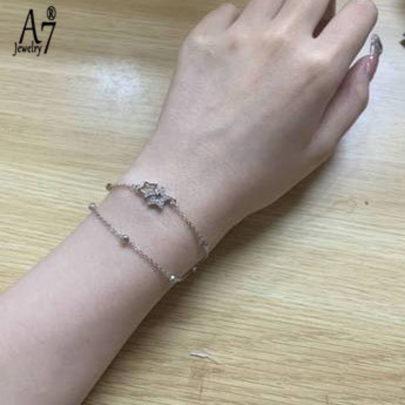 A7 | Vòng Tay Hai Lớp Thiết Kế Hạt Tròn Và Ngôi Sao Chống Thấm Nước Lên Màu Nhanh U135