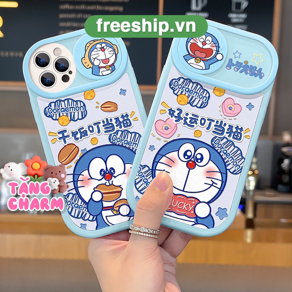 Ốp lưng iphone nắp trượt tròn mèo ú Dora.emon lucky cute 6/6splus/7/7plus/8/8plus/x/xs/11/12/13/14/pro/max/plus/promax