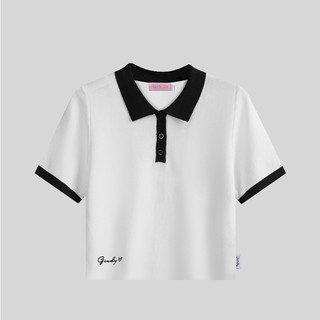 Áo thun polo nữ hàn quốc croptop GINDY cổ bẻ form vừa tay lỡ chất cotton thoáng mát Unisex A8103
