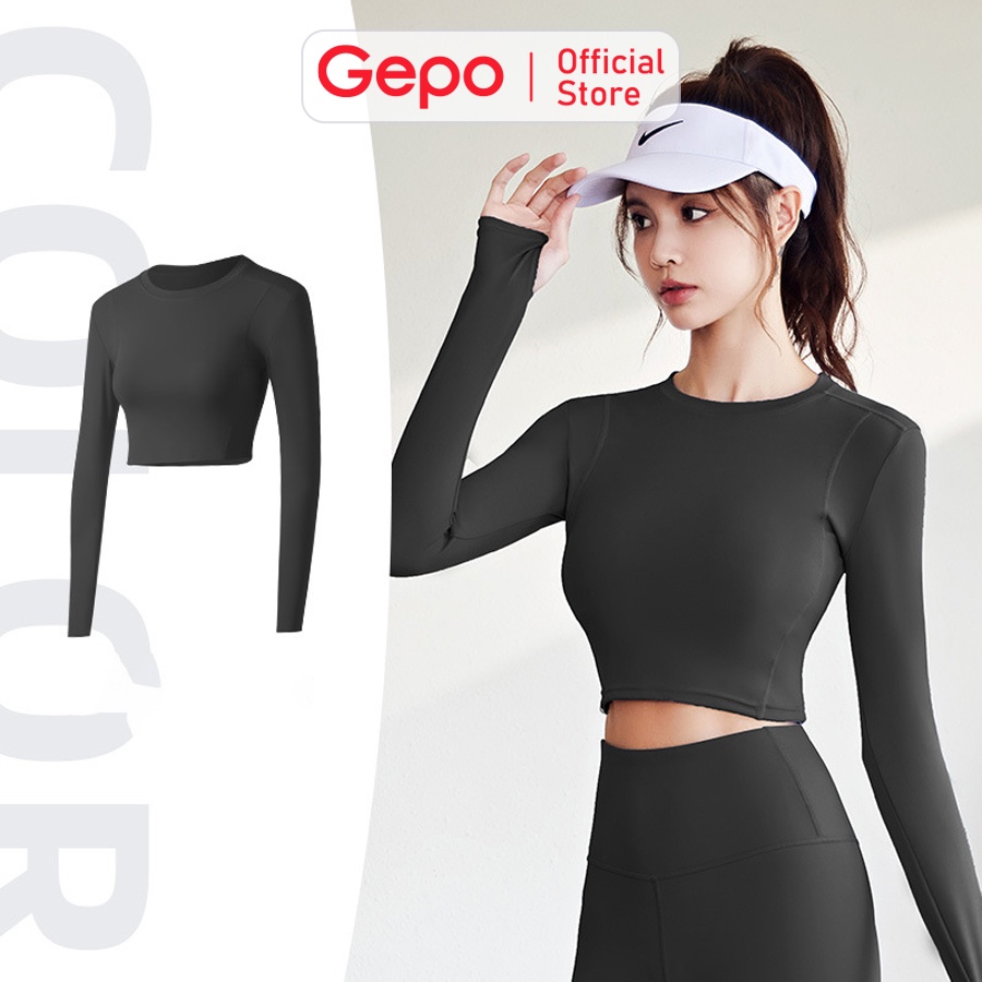 Áo croptop dài tay tập gym,yoga nữ ôm body GEPO GP211