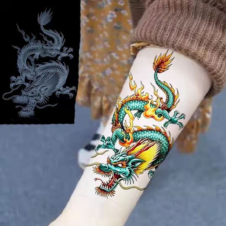 Hình Xăm Dán Tạm Thời Hình Rồng Xanh Chống Nước Chống Mồ Hôi 12 * 19CM