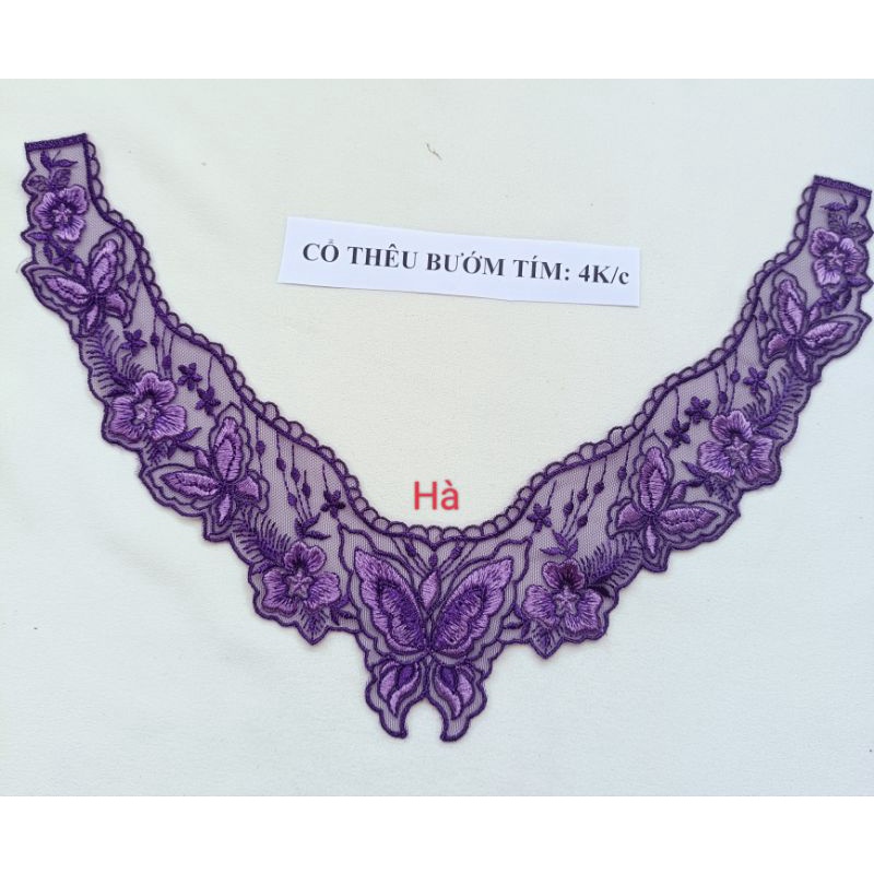 Cổ áo thêu nền lưới