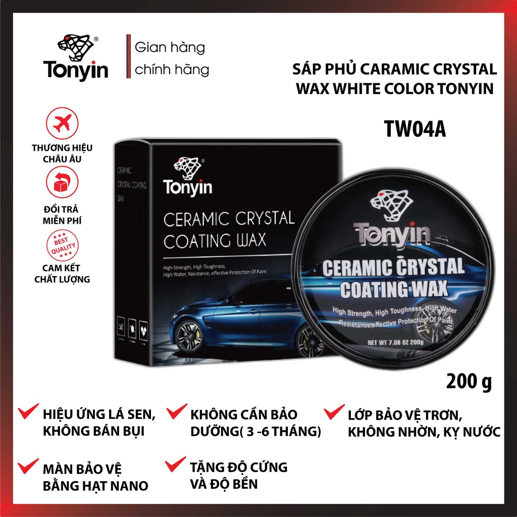 Sáp phủ Ceramic màu trắng CERAMIC COATING WAX WHITE COLOR 200g Tonyin TW04A