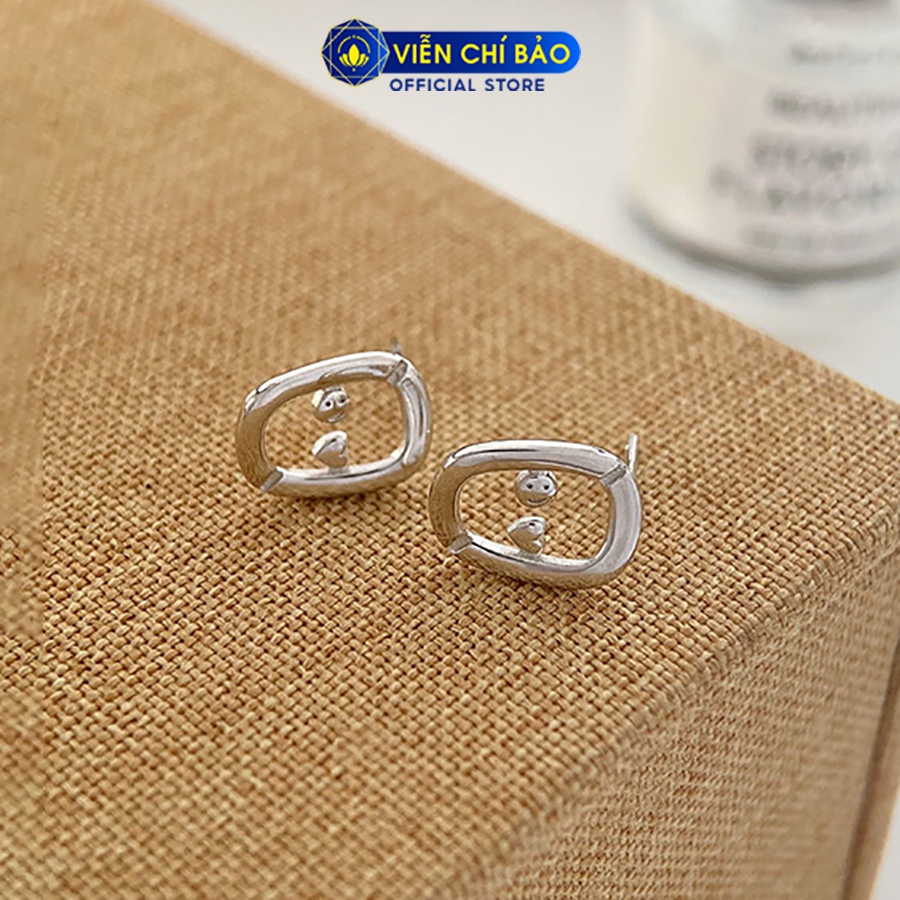 Bông tai bạc nữ tim mặt cười chất liệu bạc 925 thời trang phụ kiện trang sức Viễn Chí Bảo B000566