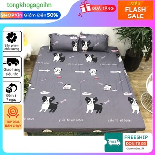 Bộ ga gối Coton Poly Hàn,đa dạng mẫu, kích thước 1m6,1m8