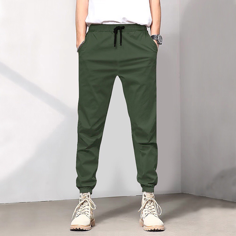 Quần jogger nam nữ trơn basic vải kaki phong cách thể dục thể thao