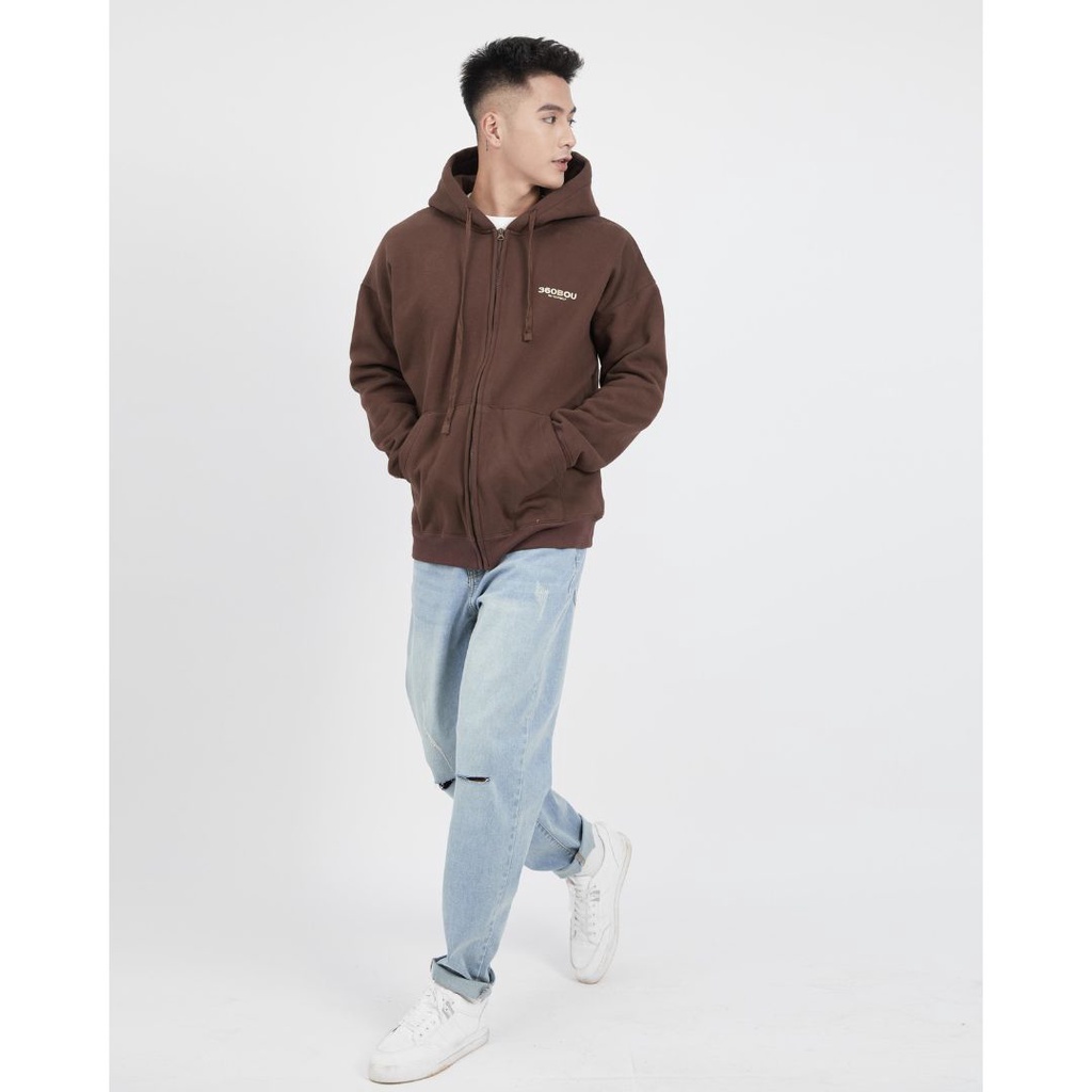 Áo khoác nỉ bông nam hoodie zip thương hiệu thời trang 360Boutique chất liệu dày dặn- KNMOL332
