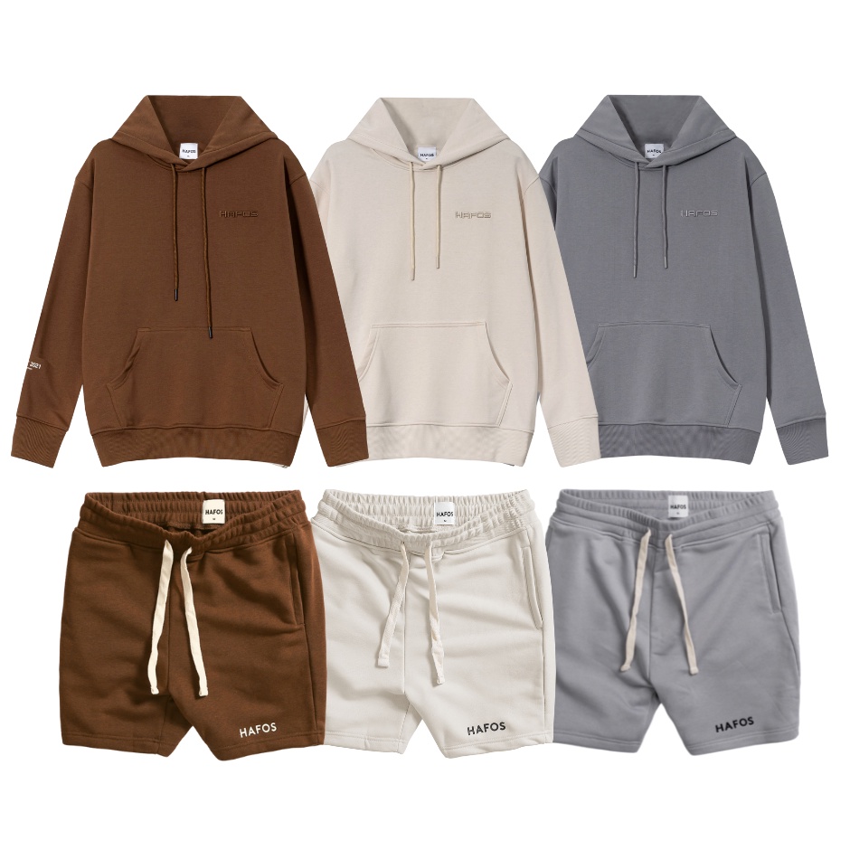 Set đồ ngắn Unisex Hoodie nỉ Cotton Chân cua - HAFOS