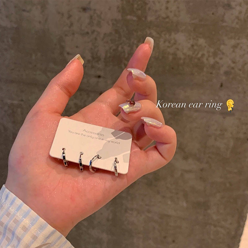 Set Khuyên Tai Bạc Dạng Vòng Thời Trang Cá Tính Cho Nữ