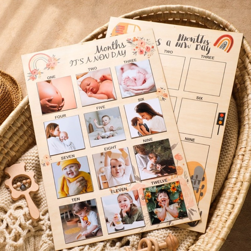 Thẻ Đánh Dấu Cột Mốc Phát Triển Theo Tháng Dùng Làm Thẻ Ảnh Cho Bé Sơ Sinh