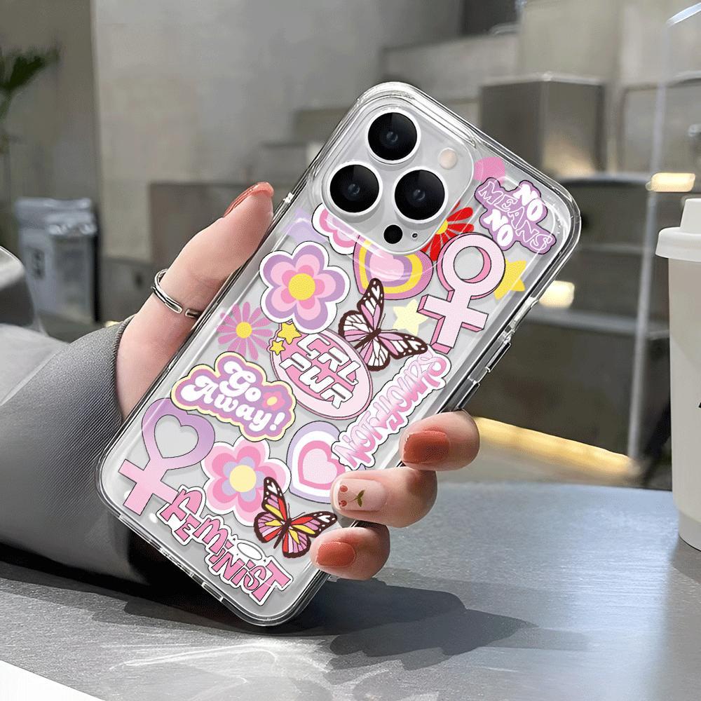 Ốp Điện Thoại Trong Suốt Họa Tiết Hoa / Trái Tim Dễ Thương Cho iphone 14promax 11 13 12 7Plus 7 X XS Max