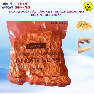 Bao tay ngón cao su có đai màu vàng, bọc ngón tay dùng trong phòng sạch tĩnh điện, dùng trong y tế, kháng khuẩn
