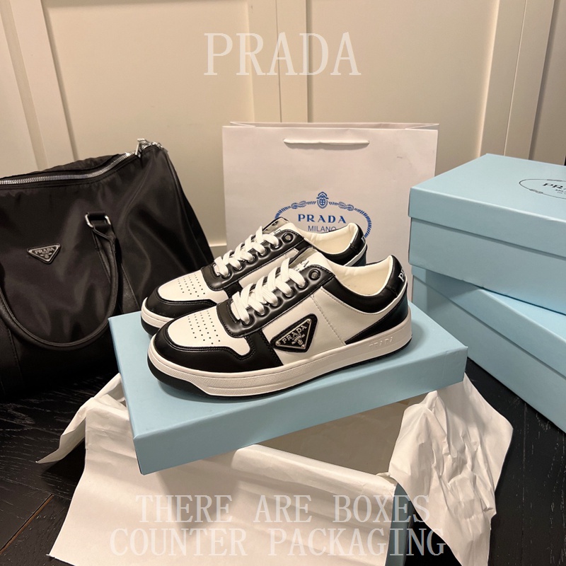 Giày Thể Thao Prada Da Bò Đế Bằng Chống Trượt Thời Trang Cho Nam Và Nữ
