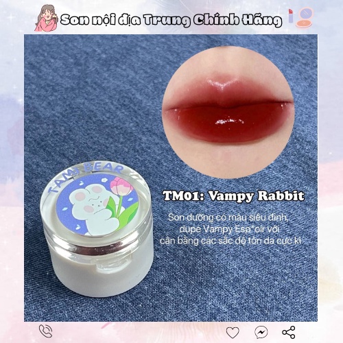 Son dưỡng TAMIBEAR có màu dưỡng ẩm căng mọng môi Cao Cấp