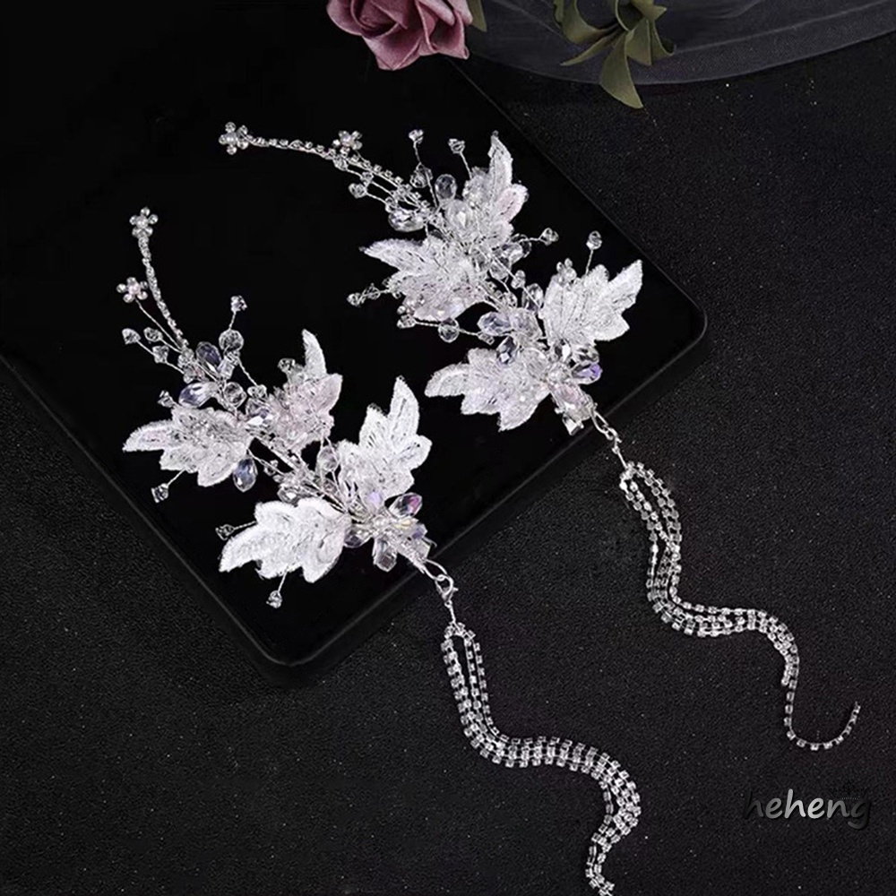 Bộ Kẹp Tóc Hình Cánh Hoa Đính Pha Lê Không Phai Màu Trang Nhã Cho Nữ