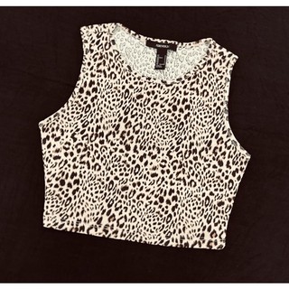 Áo croptop sát nách thun bo gân da beo