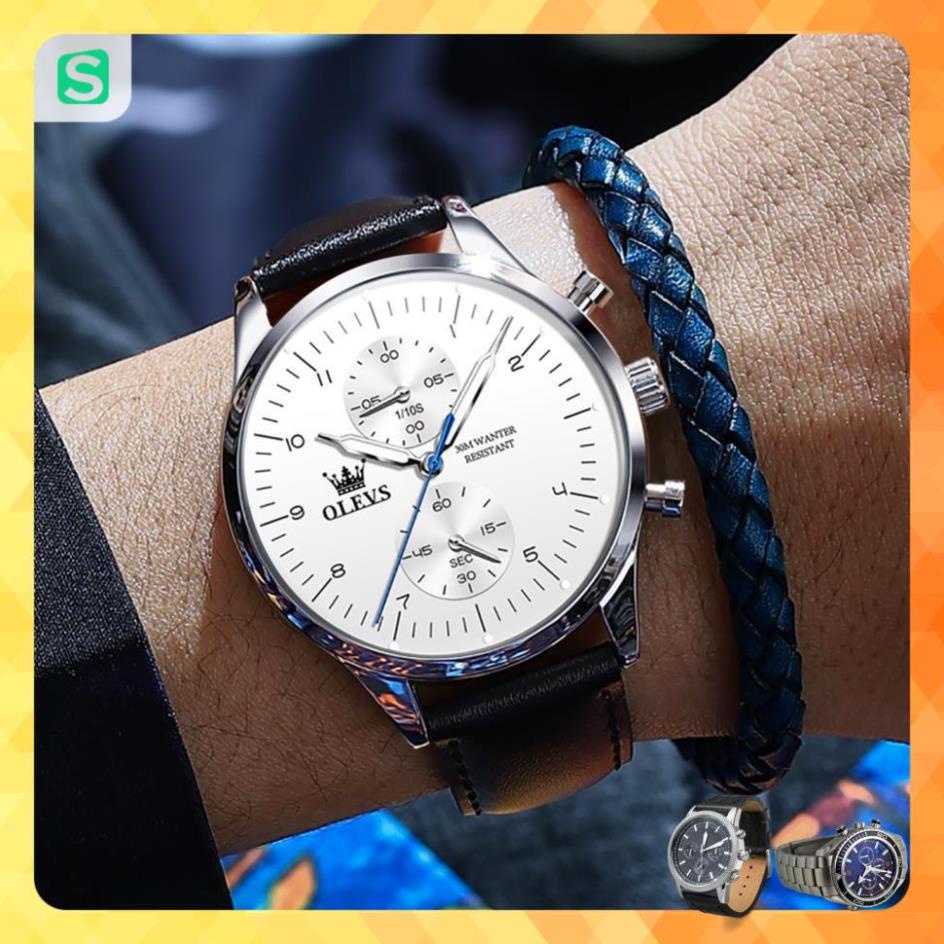 OLEVS 2880 Đồng hồ nam chính hãng Dây da có chức năng Lịch chống vô nước phát sáng Mặt số
