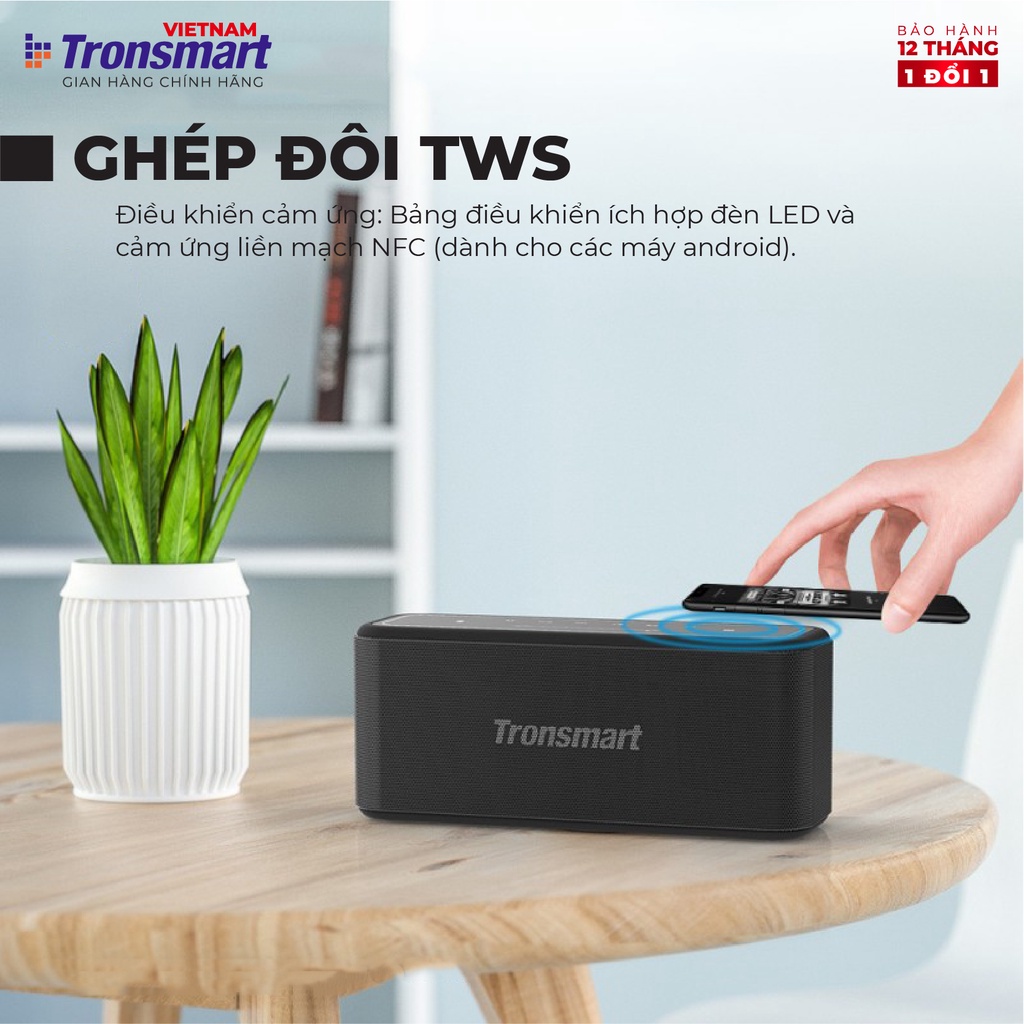 Loa Bluetooth 5.0 Tronsmart Element Mega Pro - 60W - Hỗ trợ TWS và NFC ghép đôi 2 loa_Hàng chính hãng_Bảo hành 12 tháng