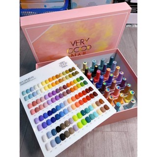 Set sơn gel very good nail 60 màu Fullbox hồng Tặng BẢNG MÀU + Base Top chính hãng