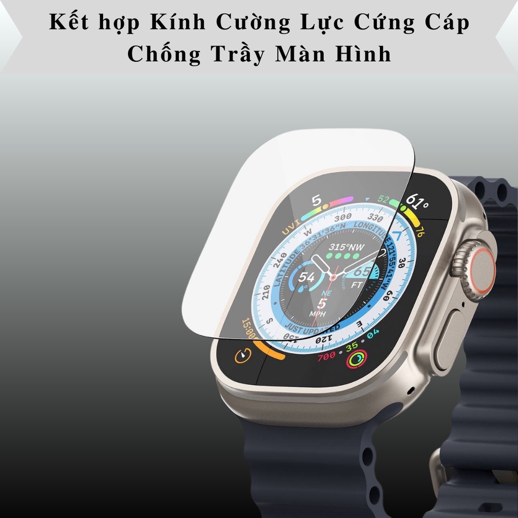 Miếng Dán Cường Lực Khung Viền Titanium Alloy Dành Cho Apple Watch Ultra Kai.N TitanGlass - Hàng Chính Hãng