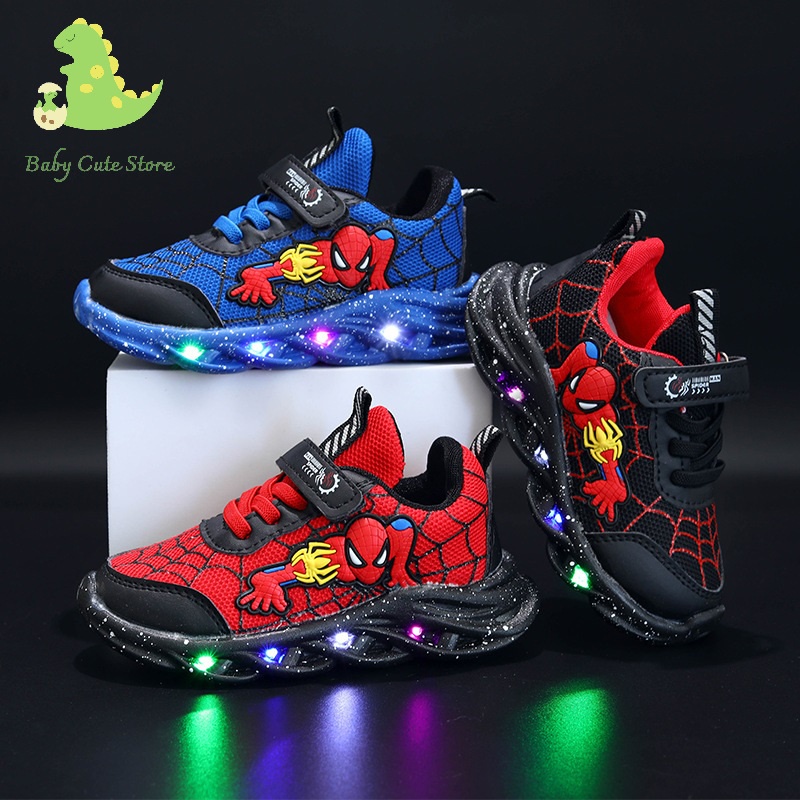 Giày Thể Thao Giày Người Nhện Cho Bé Trai Giày Nhẹ Có Đèn Cho Bé