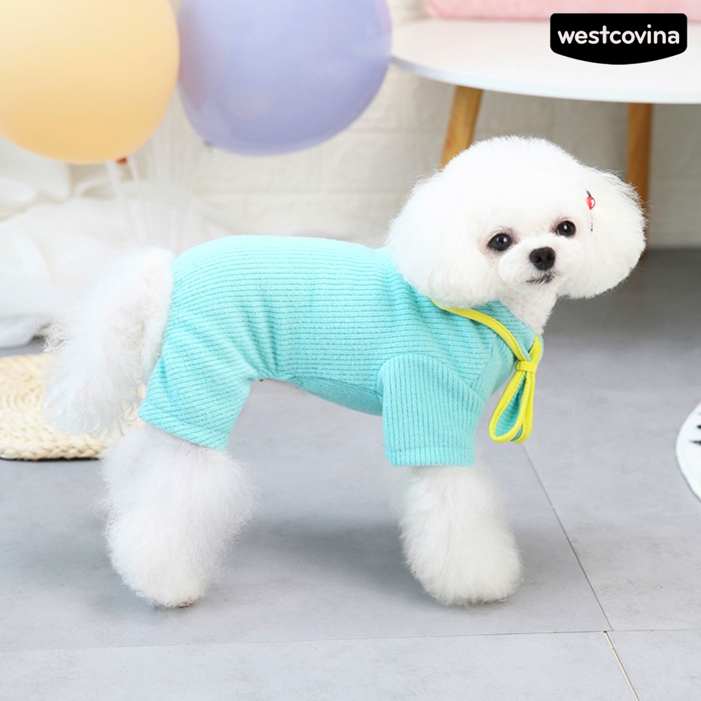 [COD]♘Bộ Đồ Ngủ Liền Thân Giữ Ấm Bốn Chân Màu Trơn Thời Trang Dành Cho Cún Cưng Cỡ Nhỏ