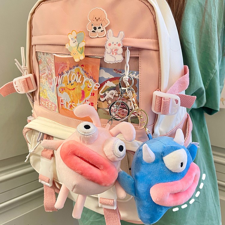 Gấu bông môi trề mắt trố size 11cm có dây móc treo kute / có sẵn /