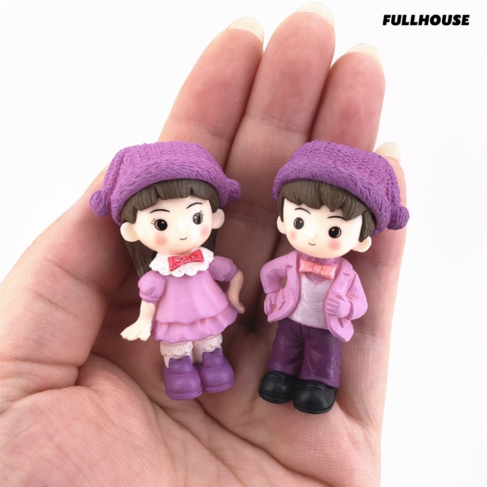 ✿Set 2 Tượng Bé Trai Bé Gái Mini Dễ Thương Dùng Để Trang Trí