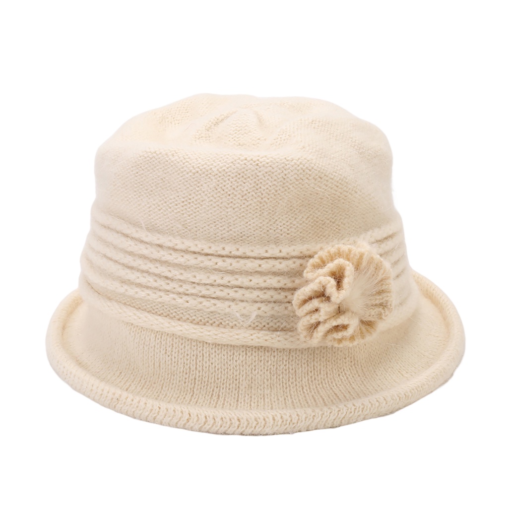 Cửa Hàng Tốt Nhất| Mũ Bucket Dày Dặn Ấm Áp Hình Hoa Trang Trí Cho Nữ
