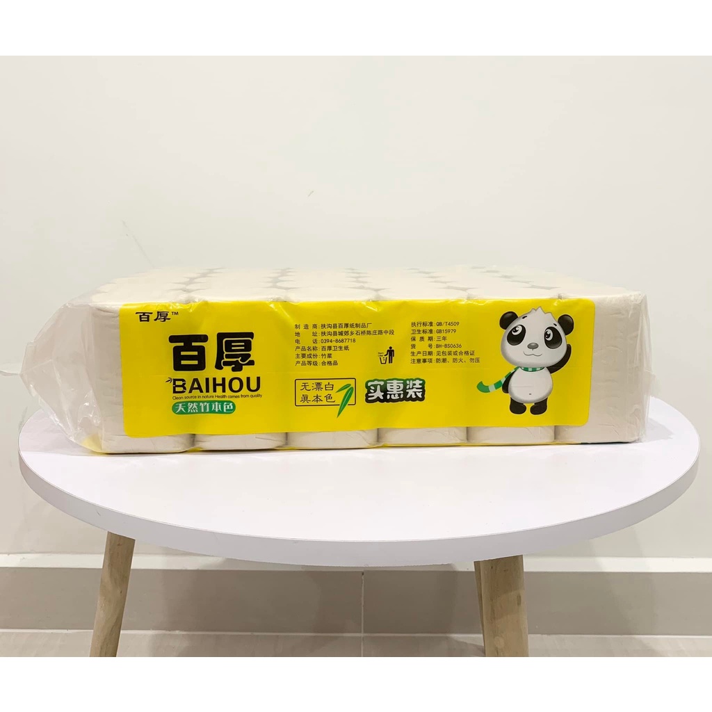 Bịch 36 cuộn giấy vệ sinh gấu trúc baihou nội địa trung siêu dai