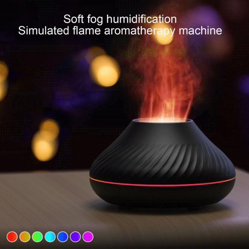 Máy Khuếch Tán Tinh Dầu Tạo Độ Ẩm Không Khí Siêu Âm Có Đèn Led Hình Ngọn Lửa Đa Năng