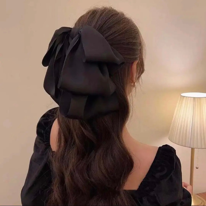 Kẹp Tóc Hình Nơ Màu Đen Đơn Giản Phong Cách Hàn Quốc Cho Nữ