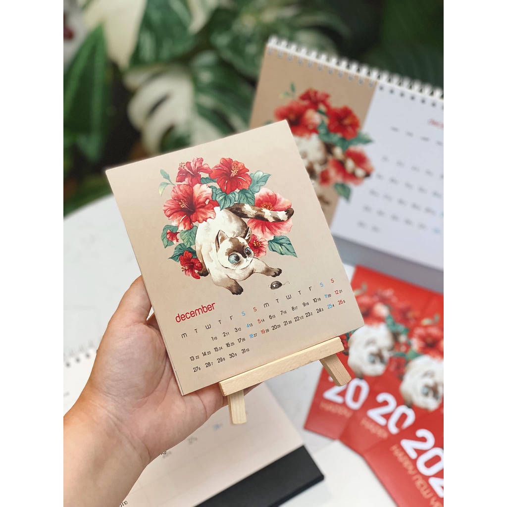 LỊCH 2023 MÈO CƯNG - Để bàn - Giá gỗ - Postcard