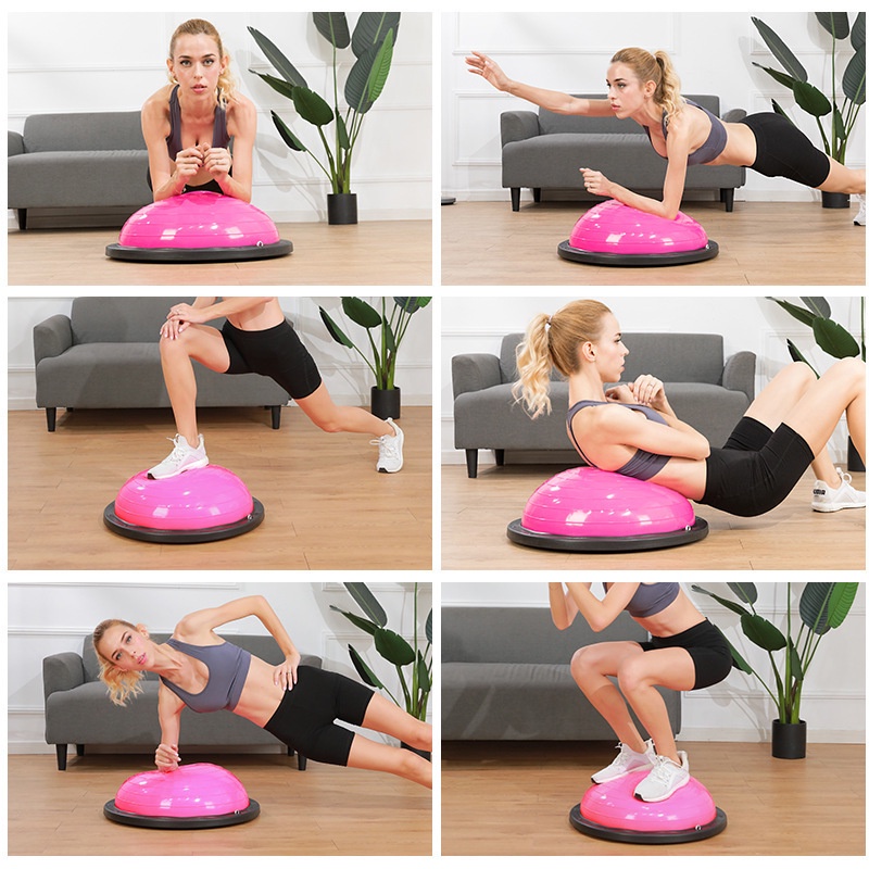 Bóng tập Yoga 58cm Bóng tập cân bằng bosu Tập thể dục, bóng thăng bằng, tập yoga, bóng bán cầu, dây kéo bơm hơi