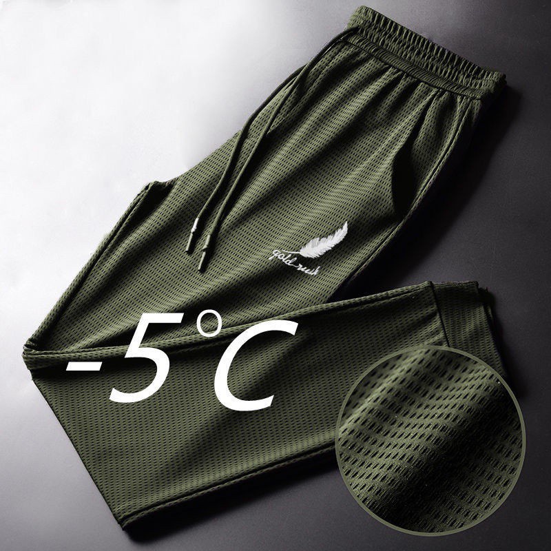 Quần Jogger Vải Lụa Lạnh Phối Lưới Thời Trang Cho Nam