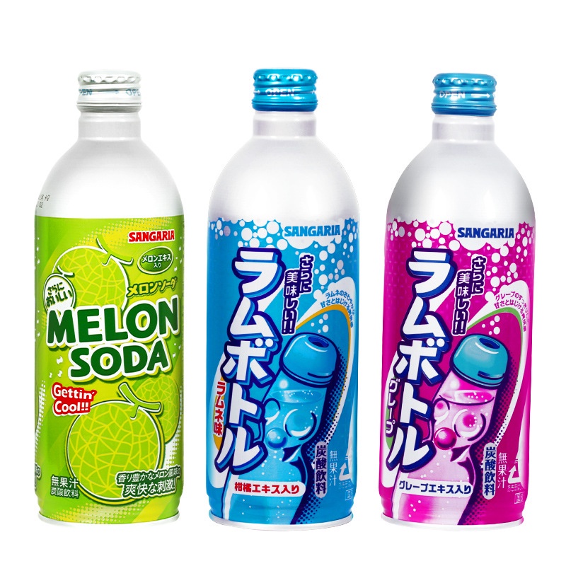 Thùng 24 chai Soda Sangaria Ramune 500mL nội địa Nhật