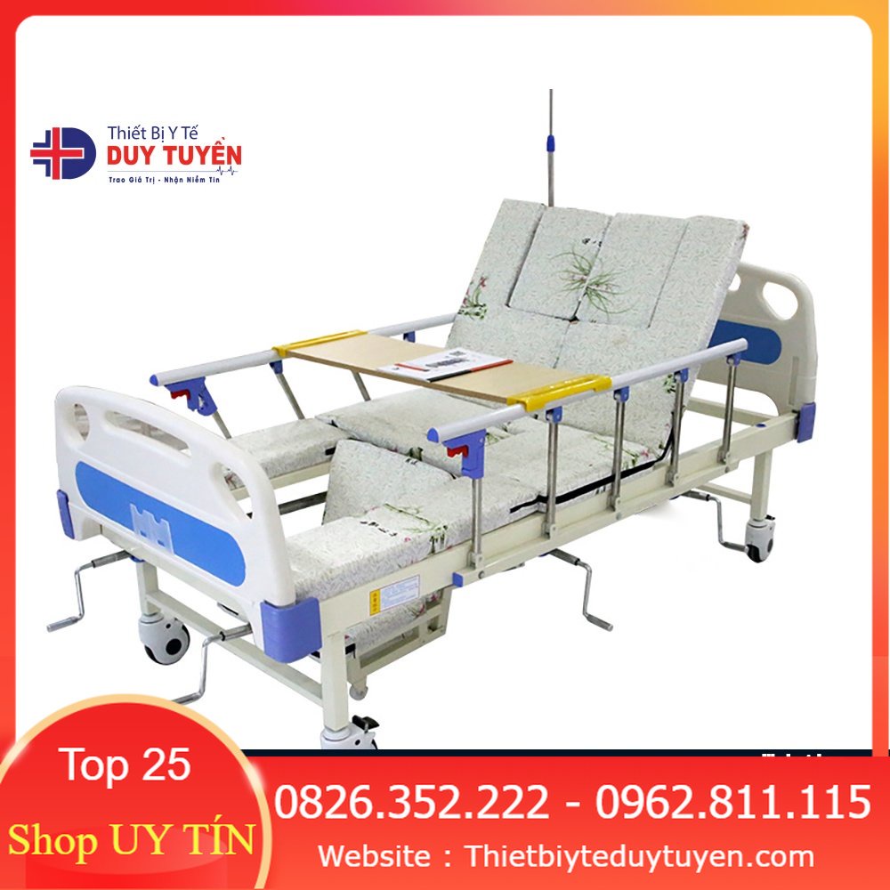 Giường nằm cho bệnh nhân đa năng - Giường y tế 4 tay quay cao cấp