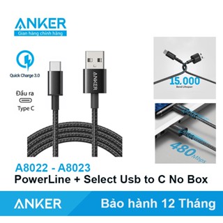 Cáp dù Anker Type C - USB Sạc nhanh Samsung Quick Charge PowerLine Select bọc dù - A8022 A8023 A8173