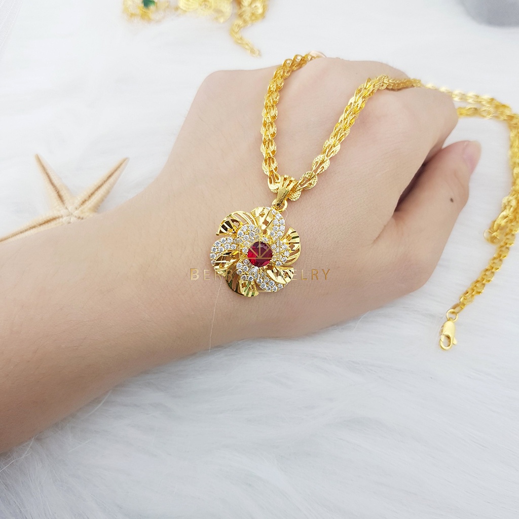 Dây Chuyền Nữ Bản Lớn, Vòng Cổ Dây Phụng Mặt Hoa Mai Đá Size Vừa, Dây Đuôi Phụng Bền Màu Cao Cấp D4230