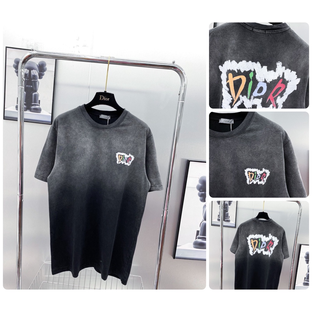 Áo Phông Nam Đen Loang In Chữ DIO Màu Vải Mềm Mịn - Áo Thun Nam Loang Xám Phối Đồ Cực Đẹp