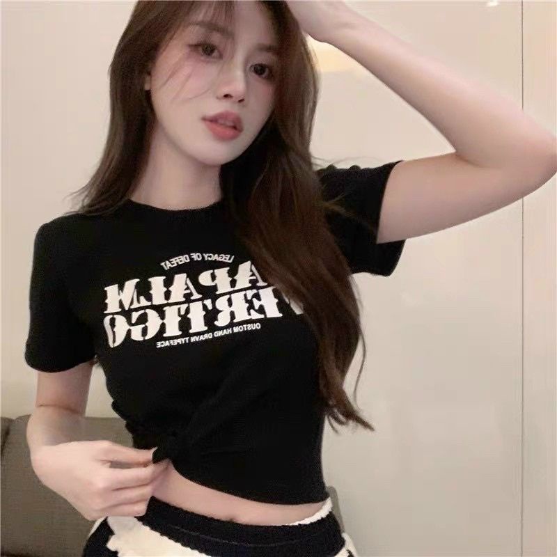 Áo Thun Croptop Tay Ngắn Cổ Tròn in NAPALM trẻ trung năng động