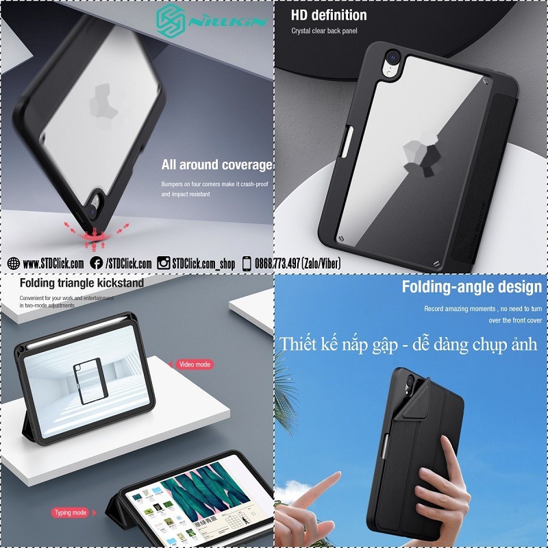 BAO DA IPAD MINI 6 - MINI 2021 NILLKIN BEVEL CHÍNH HÃNG