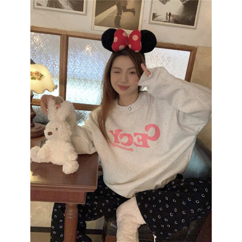 Áo Nỉ Nữ Dài Tay Cổ Tròn Form Rộng Thời Trang Hàn