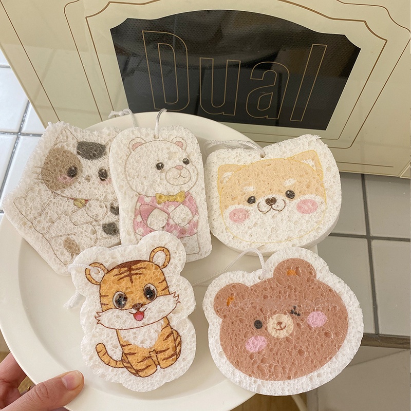 Miếng cọ rửa bát bọt biển đa năng dạng nén tiện dụng, Giẻ rửa bát bọt biển dạng nén hình cute dễ thương Shopmegold1