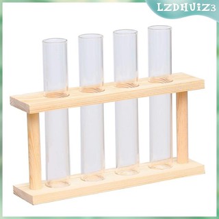 Treo Tường Cây Trồng Cây Kiểm Tra Bình Hoa Để Bàn Kính Đế Bằng Gỗ Với 4 Ống Kiểm Tra Để Nuôi Cây Vườn Nhà