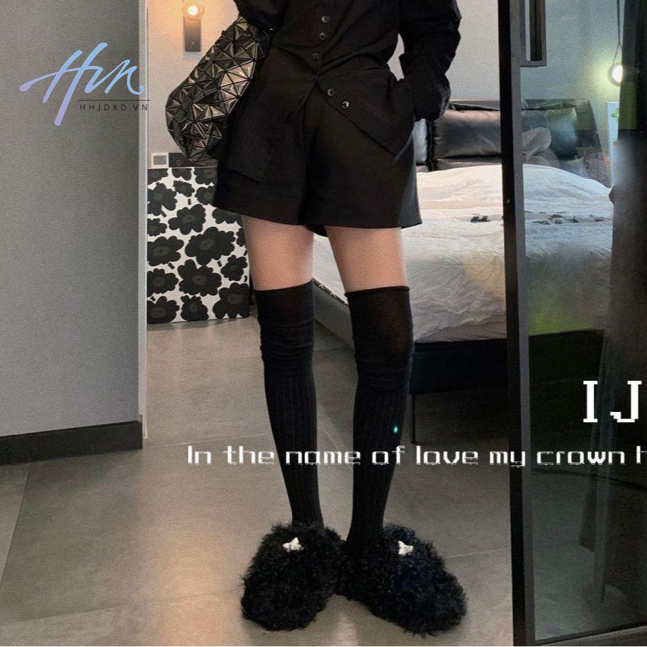 Ijio Niche Vớ Dài Qua Gối Kẻ Sọc Dọc Nhiều Màu Sắc Ngọt Ngào