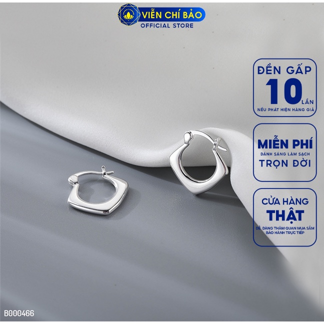 Bông tai vuông trơn new chất liệu bạc Thái 925 thời trang phụ kiện trang sức nữ Viễn Chí Bảo B000466