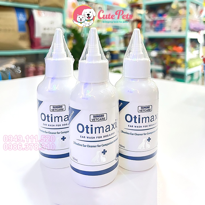 Nước vệ sinh tai Otimaxi 120ml nước rửa tai cho thú cưng - Phụ kiện chó mèo uy tín